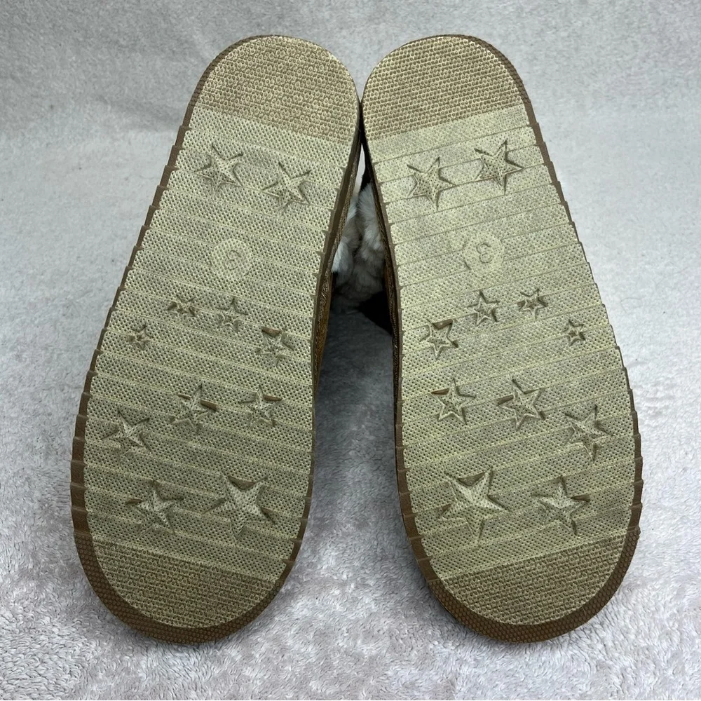 NEW Pescool Faux Suede/Fur Boots/Slippers Brown Kids 3 Winter Cozy Warm Boho